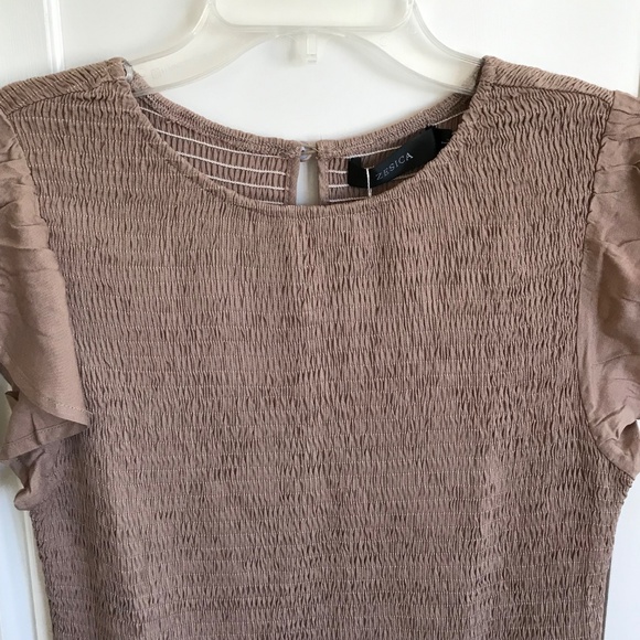 ZESICA Flutter Short Sleeve Smocked Midi Tiered A Line Dress Women’s Size Large - Picture 2 of 16